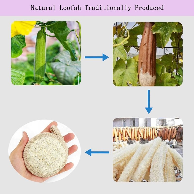 haikuluo Natural Loofah Exfoliating Face Scrubber,Shower loofah Facial Scrubber exfoliating Pads for Women and Men,Made with Biodegradable Shower loofa Sponge,for Face that Gets You Clean(6 PC)