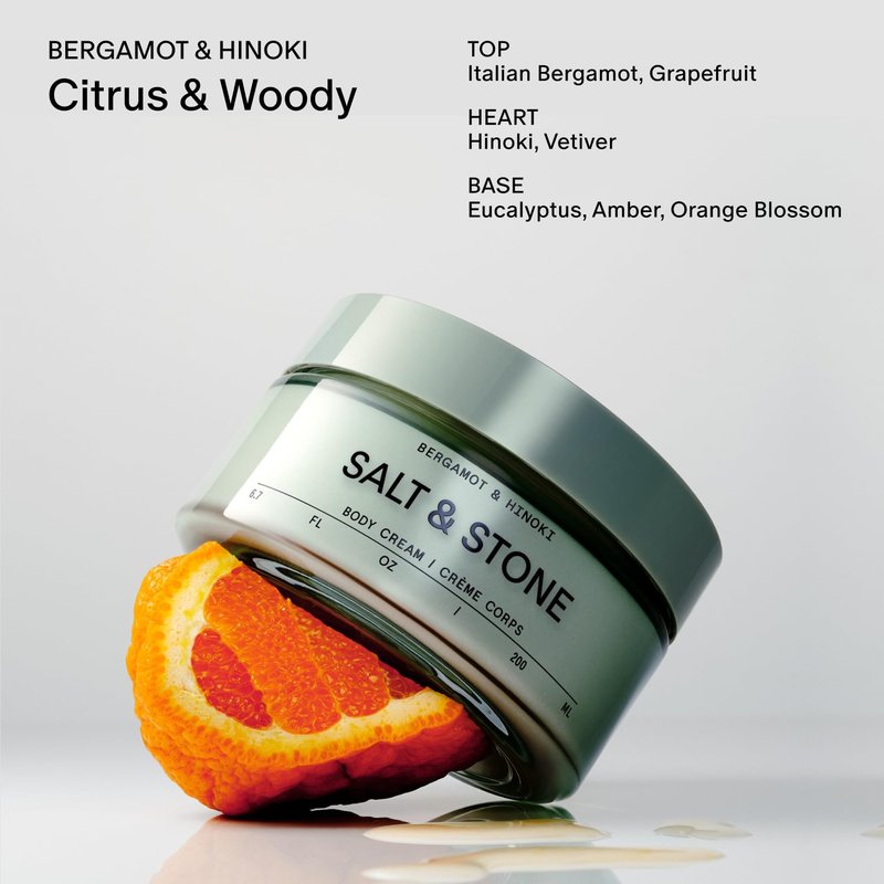 Salt & Stone Body Cream - Hydrating Seaweed & Squalane Formula for Deep Hydration | Bergamot & Hinoki 6.7 fl oz