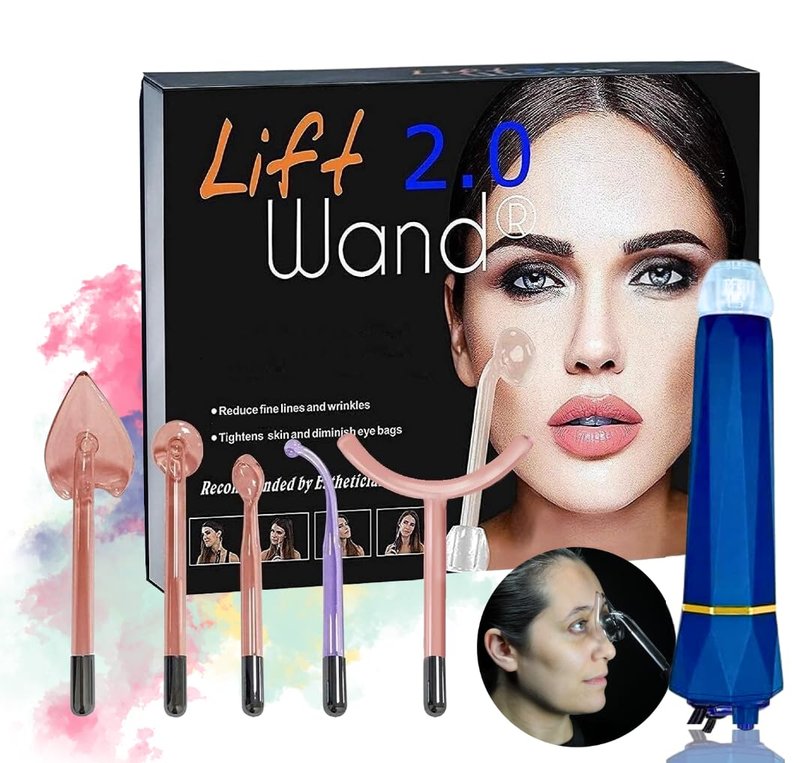 Lift Wand 2.0 Facial Anti-Aging Skin Therapy Wand Up to 20 Watt Power Includes 5 attachments w/Exclusive Nose Attachment w/ 3 Prong Safety Cord