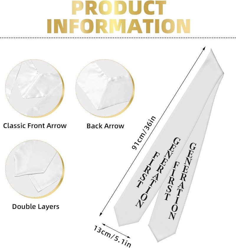 First Generation Graduation Stole - Class of 2026 | White Stole for High School & College Graduates