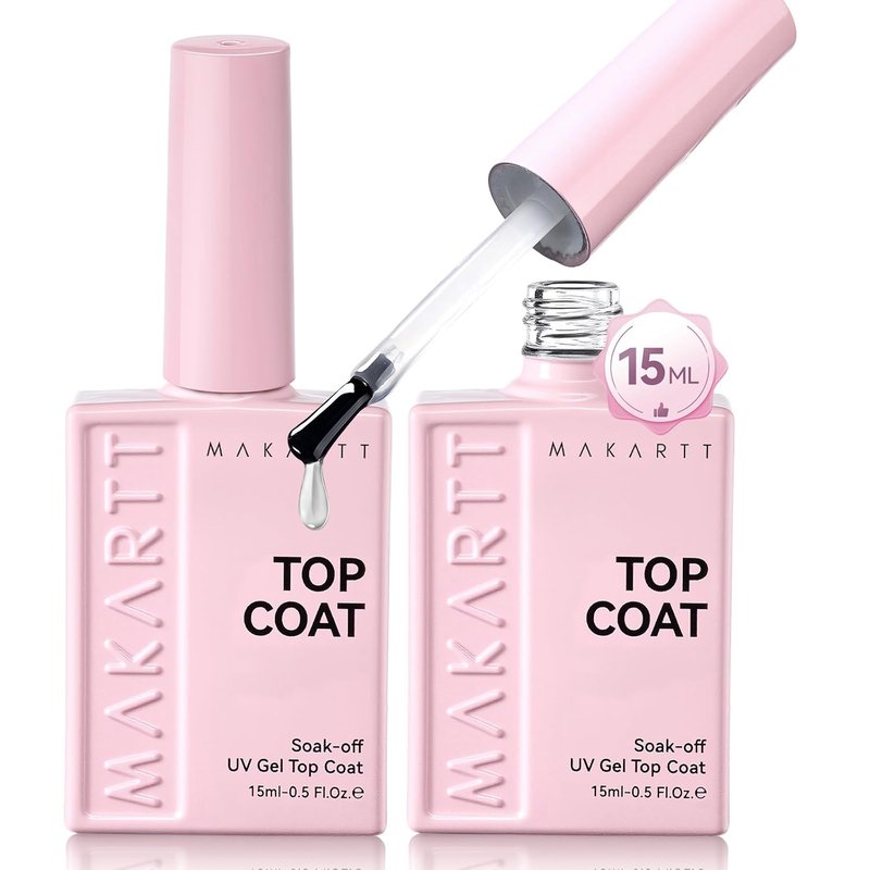 Makartt Gel Top Coat: 2 PCS 15ml No Wipe Top Coat Gel Nail Polish Upgrade Diamond-Shine Long-Lasting Clear Gel Polish Soak Off UV LED Lamp Needed Home DIY Gift Women