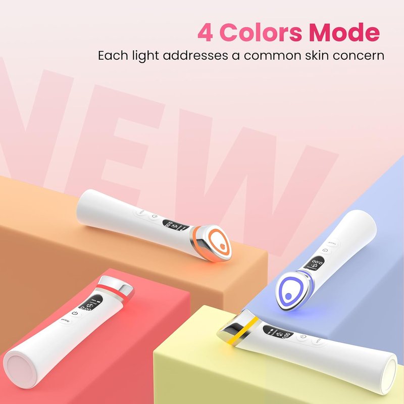 Face Lift Device - 8-in-1 Skin Tightening & Lifting Tool | LED Light Therapy for Wrinkles, Spa-Grade Facial Massager (White)