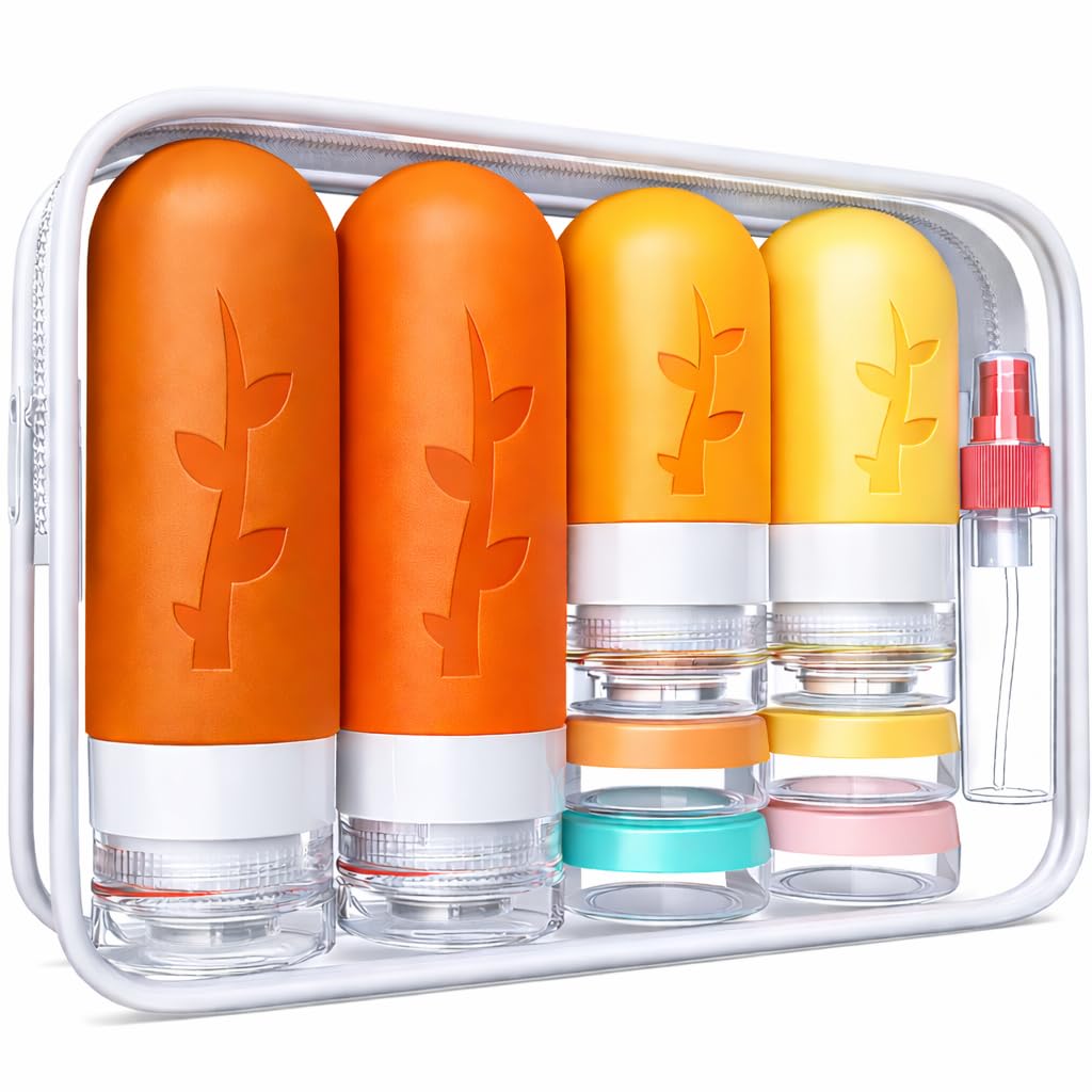 Travel Containers for Toiletries - 18-Pack TSA Approved Travel Bottles & Jars | Perfect for Personal Essentials