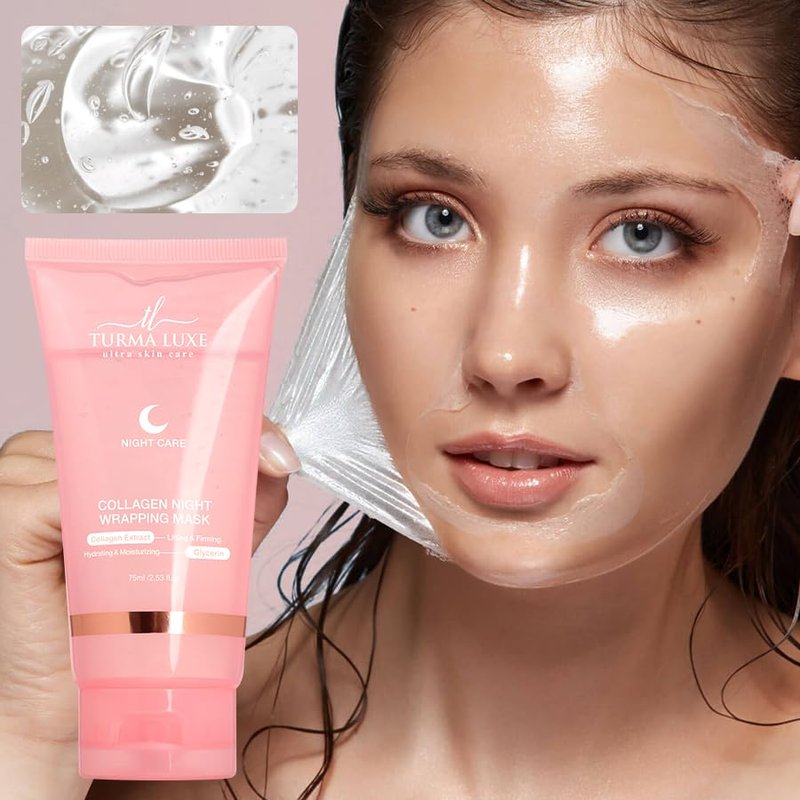Collagen Overnight Wrapping Peel Off Facial Mask Pack - Elasticity & Hydration Care, Reduces Sagging & Dullness - Hydrolyzed Collagen For Glowing Skin - Korean Skin Care, 2.53 fl.oz