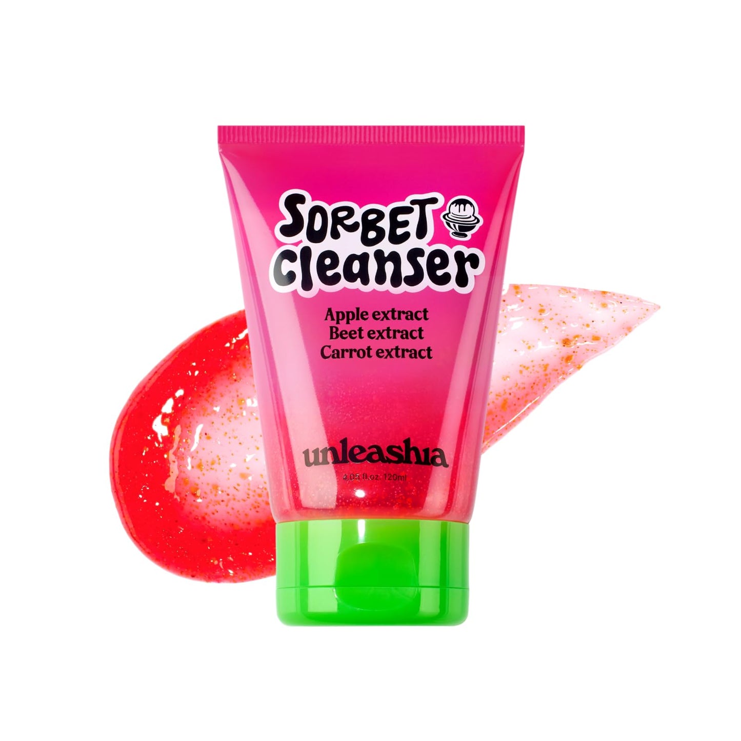 UNLEASHIA ABC Sorbet Cleanser, All-in-One 3-in-1 Moisturizing Facial Wash: Gentle Exfoliating, BHA + PHA + Enzyme Cleanser for Pores & Breakout-Prone Skin, Non-Irritating Daily Face Wash 4.05 fl oz