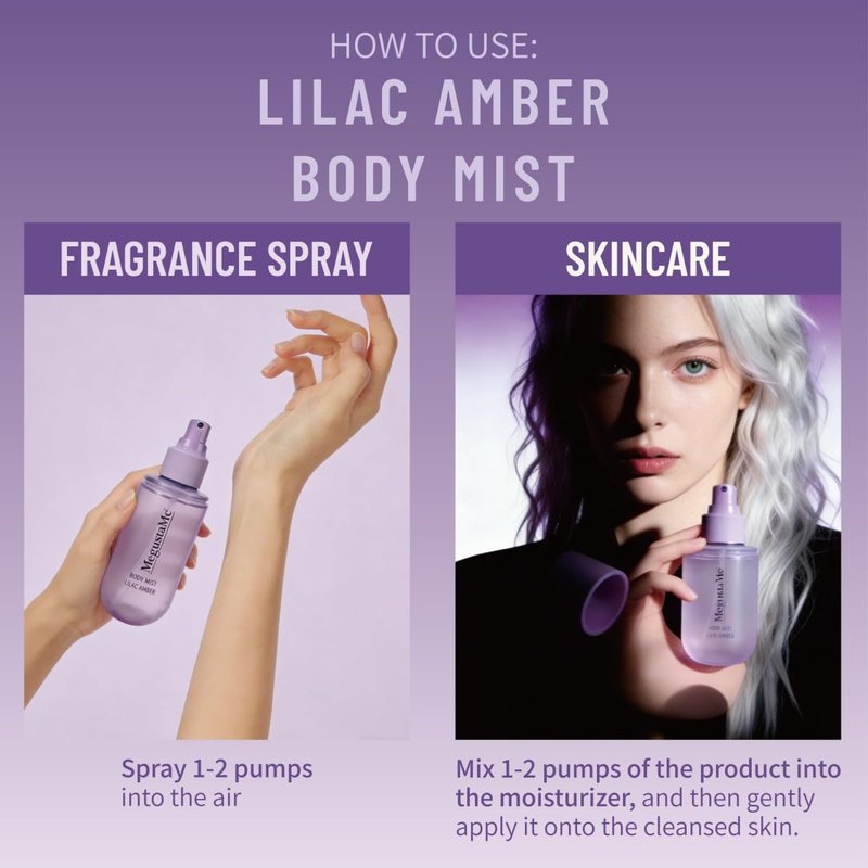 Lilac Amber Body Spray - Long Lasting Floral Woody Fragrance Mist | Paraben & Phthalate Free, 3.38 fl oz