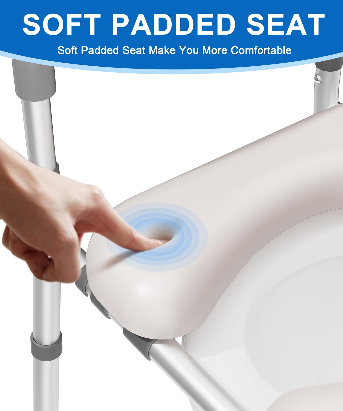 HOMLAND Raised Toilet Seat with Handles, Toilet Seat Riser for Seniors with Adjustable Height & Width, 400lb Handicap Elevated Toilet Seat for Elderly, Pregnant, Fit Any Toilet
