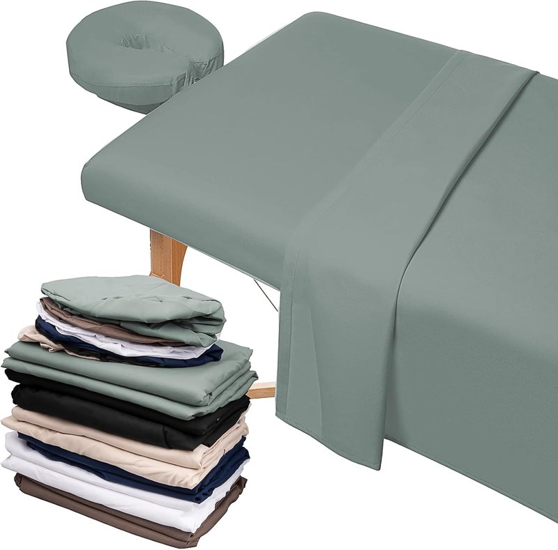 Microfiber Massage Table Sheets Set - 18-Piece Spa Bed Cover with Fitted Sheets & Face Rest Cover | Wrinkle & Oil Resistant, 6 Colors