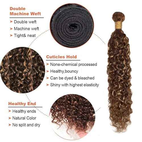Brown Bundles Human Hair 18 20 22 Inch P4/30 Water Wave 3 Bundles Brazilian Virgin Remy Hair Double Weft Weave Human Hair Extensions