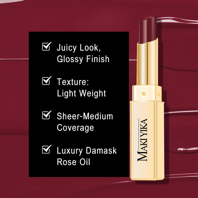 Moisture Dark Brown Lipstick for Women - Hydrating Tinted Balm for Dry Lips | Sheer Glossy Finish, Maduro Brown