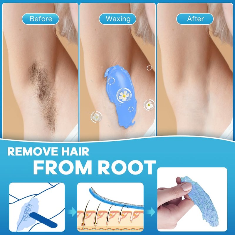 Hard Wax Beads for Hair Removal - Coarse Hair Waxing Beads | 500g Refill for Home Waxing, All Body & Brazilian Areas, Sea Blue