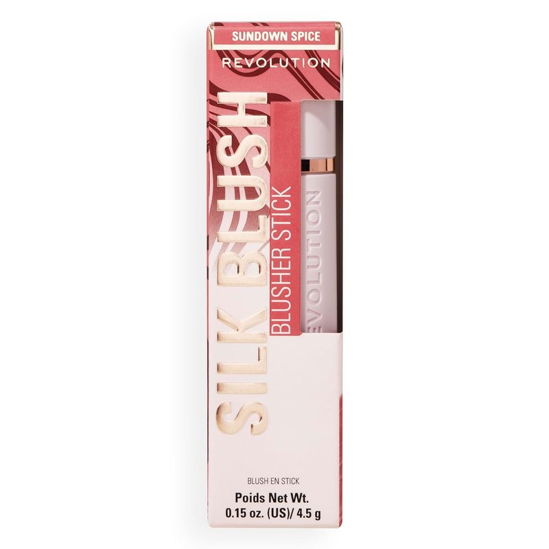 Revolution Beauty London | Skin Silk Marble Blush Stick - Buildable Cream-to-Powder Color for Cheeks, Eyes & Lips | Sundown Spice, 0.15 oz