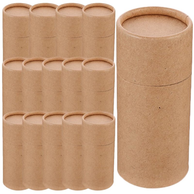 Healvian 15Pcs Round Kraft Gift Boxes 4.21X1.69 Inch Packaging Tubes with Lids for Essential Oil Bottle Wrapping Tea Leaf Jar Storage Multipurpose Paper Gift Containers
