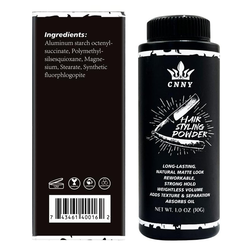 CNNY Matte Hair Styling Powder for Men, Strong Hold Volumizing Powder for Short to Medium Hair, Instant Texture & Thickening