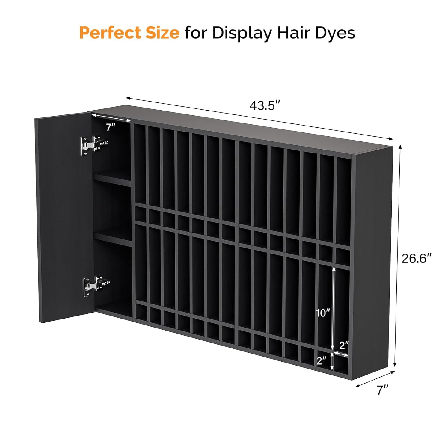 Wall Mounted Salon Station - Hair Color Rack Organizer with Adjustable Shelves | Black
