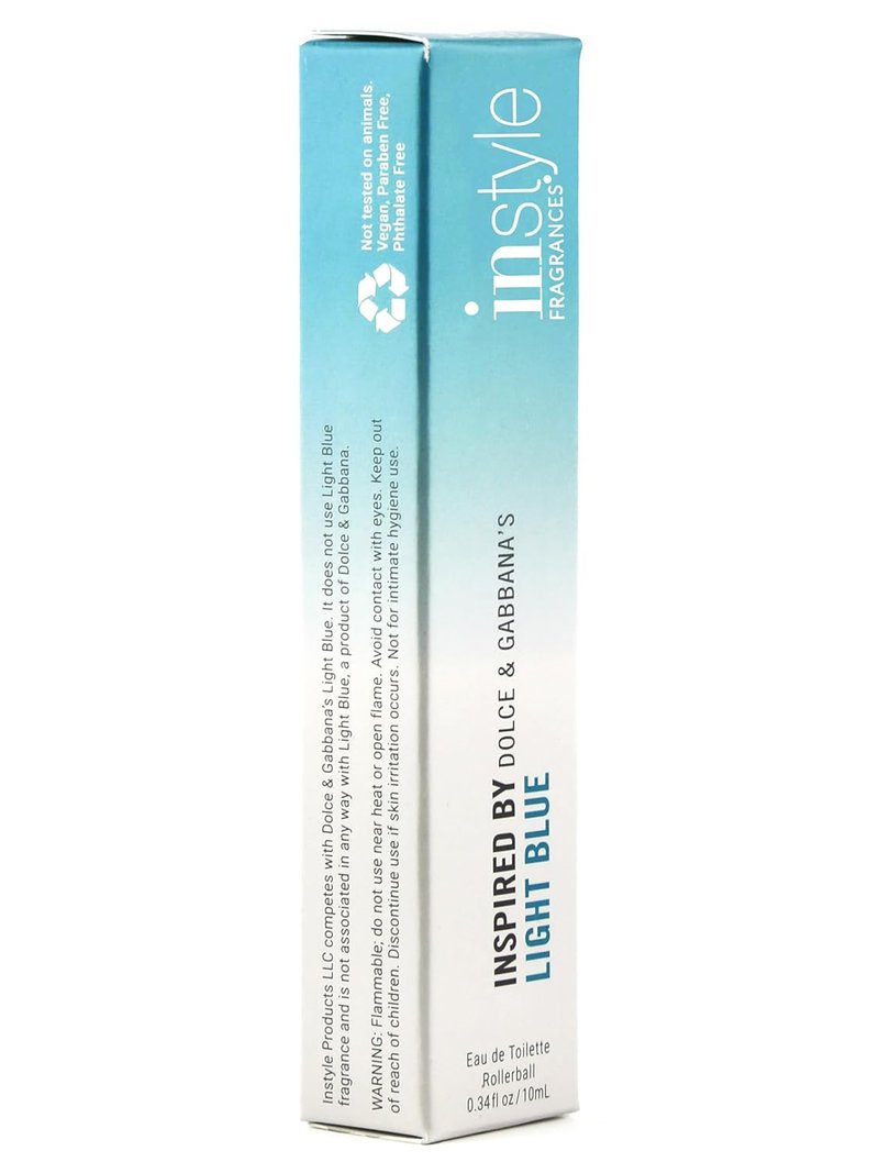 Inspired by Dolce & Gabbana Light Blue | Women's Vegan Eau de Toilette Rollerball - 0.34 Fl Oz, Paraben & Phthalate Free