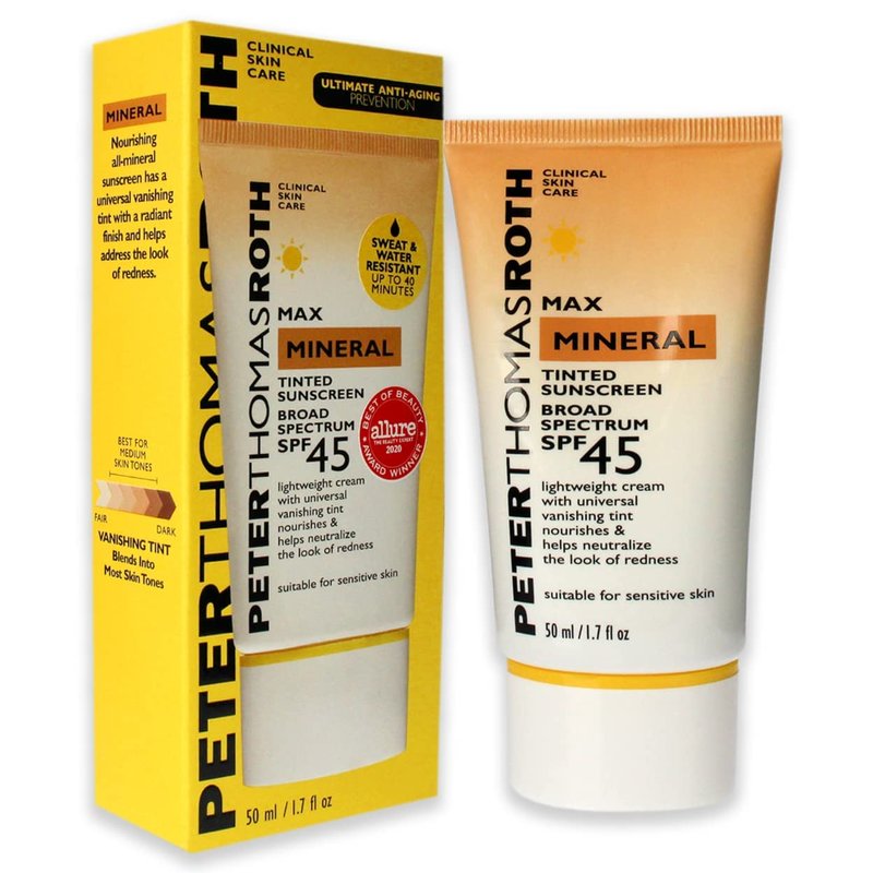 Peter Thomas Roth | Max Mineral Tinted Sunscreen SPF 45 | Water-Resistant Tinted Moisturizer for Sensitive Skin, 1.7 Fl Oz