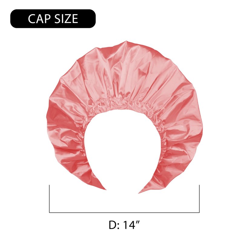 DONNA Shower & Conditioning Silky Satin Cap Waterproof Bath Caps Plastic Reusable Shower Caps Elastic Band Bath Hair Hat Stocking Stuffers for Women L-XL