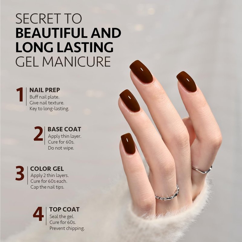 GAOY Brown Gel Nail Polish, 16ml Soak Off Gel Polish, UV Light Cure for Nail Art DIY Manicure at Home, 2086 Roasted Brownie