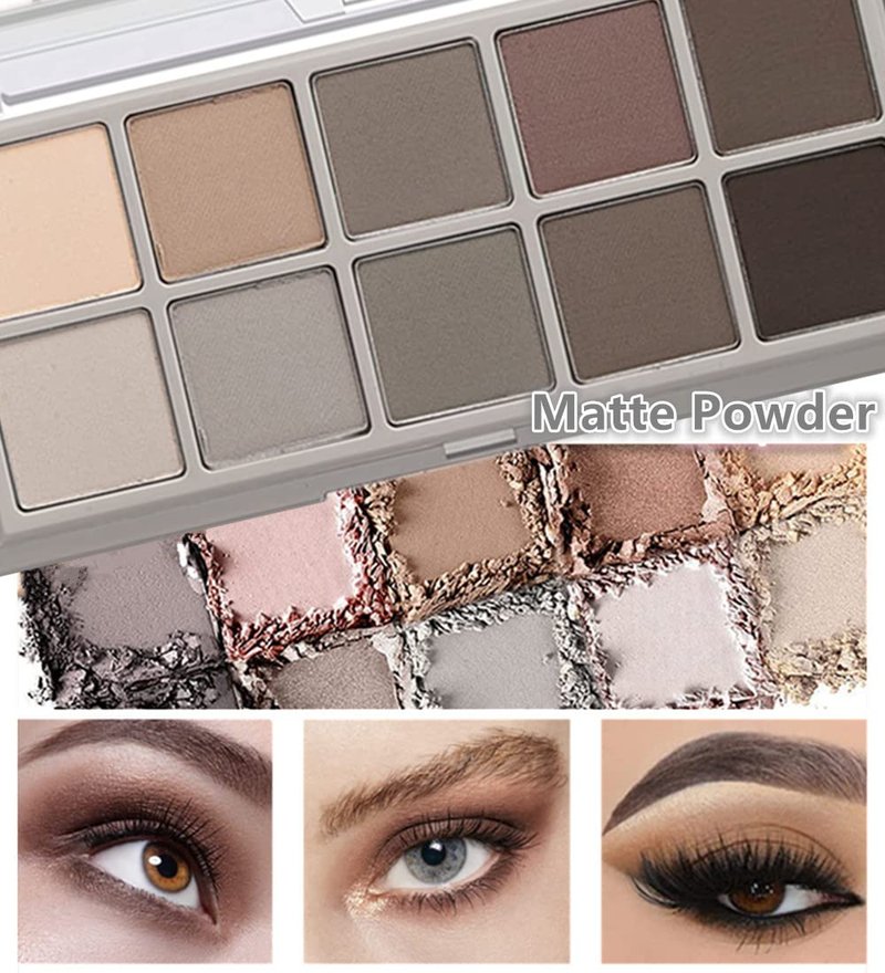 Go Ho 10-Color Matte Eyeshadow Palette | Highly Pigmented Blendable Shades for Mature Skin - Waterproof Neutral Tones