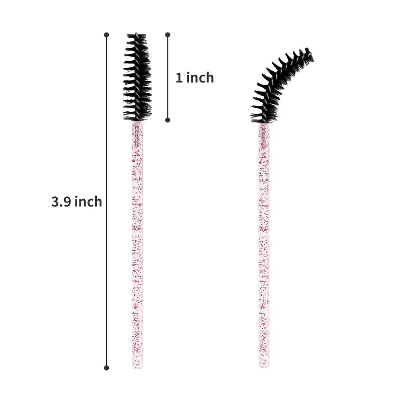 CHEFBEE 100PCS Disposable Eyelash Brush, Mascara Wands Makeup Brushes Applicators Kits for Eyelash Extensions and Eyebrow with Container (Pink Black)