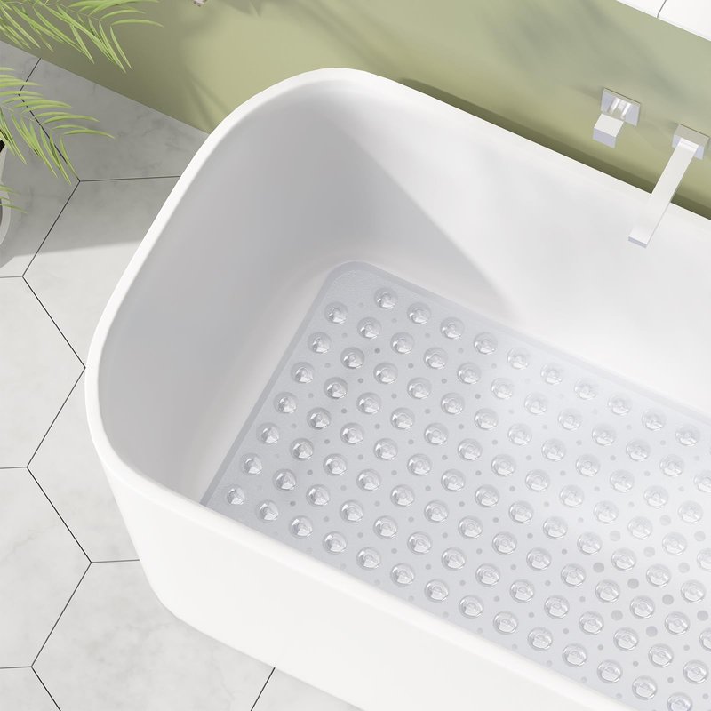 AmazerBath Shower Mat Non Slip 40 x 16 Inches, Shower Stall Mats with Suction Cups and Drain Holes, Non Slip Bath Mat for Tub for Elderly & Kids, Clear