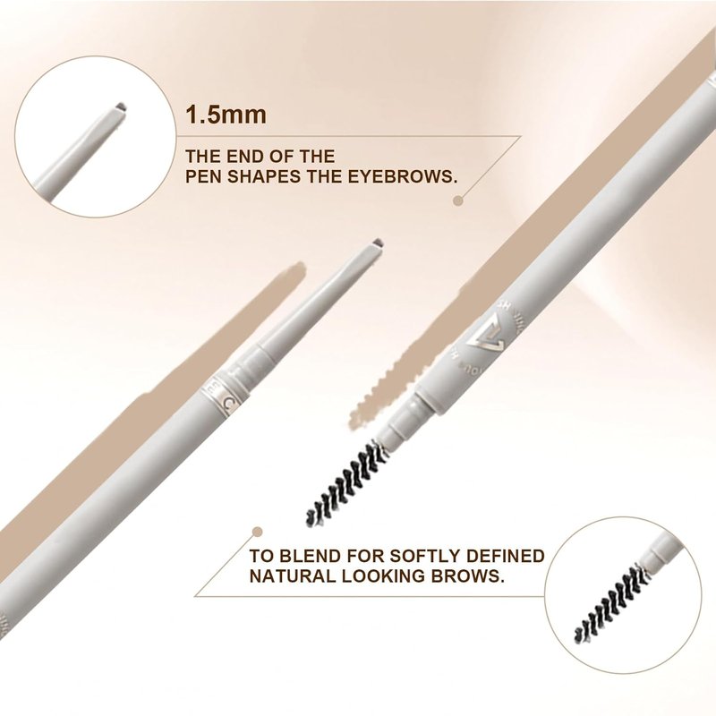 Eyebrow Pencil - Retractable Definer with Dual Brush & Ultra-Fine Tip for Precise Makeup | Waterproof Gel Formula in Tea Brown (Mini)