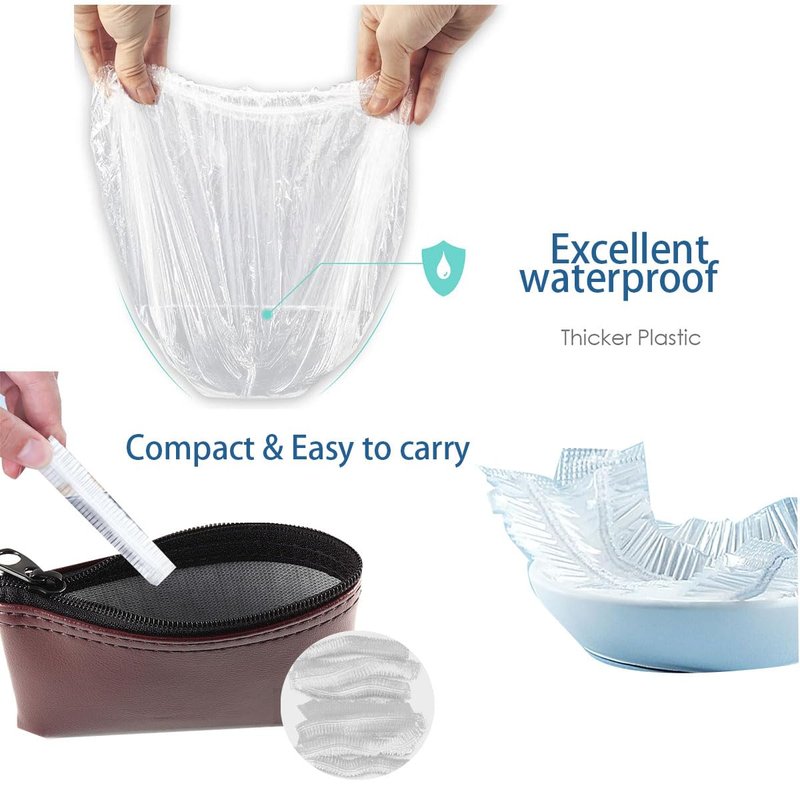 Disposable Shower Caps -100 pcs Waterproof Plastic Shower Caps, Women's Disposable Plastic Clear Shower Caps, Suitable for Hair Care, Spa Salons, Travel, Portable Multi-Purpose Plastic Hair Caps(20")