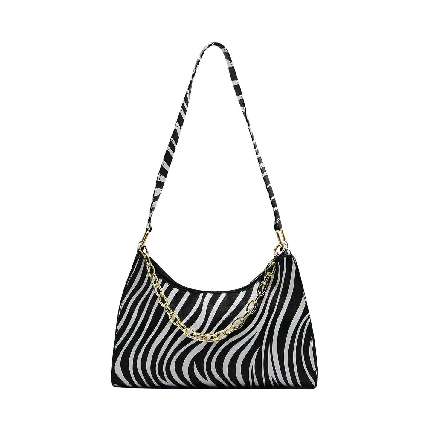 Suillty Women's Zebra Print Tote Shoulder Bag Leather Top Handle Purse Travel Handbag Clutch Wallet with Chain