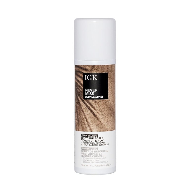 IGK NEVER MISS Root & Scalp Touch-Up Spray - Dark Blonde | Temporary Gray Coverage & Thinning Hair Solution | Waterproof & Sweat-Resistant | 2oz