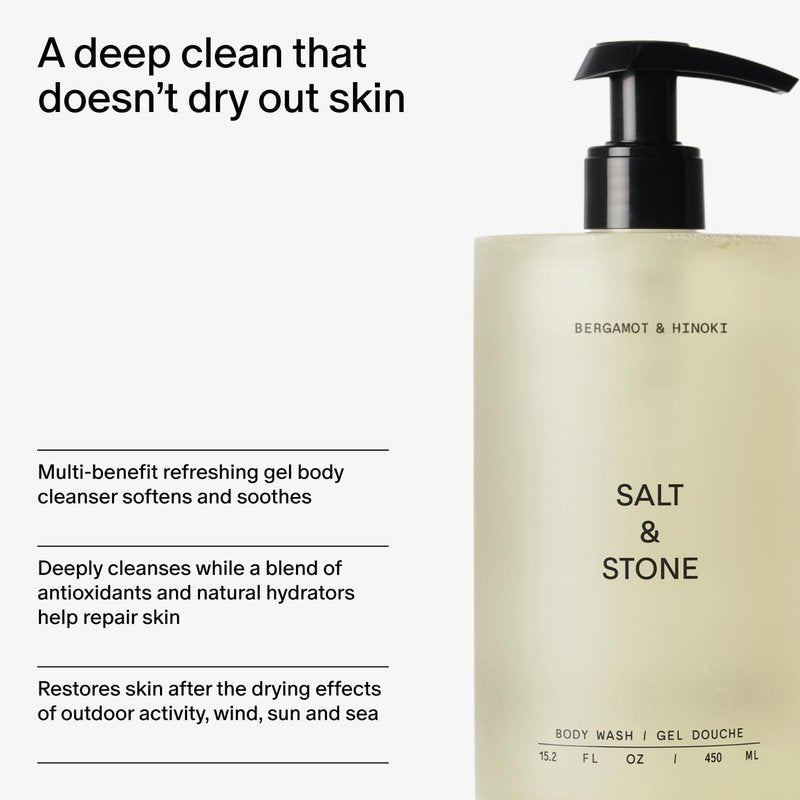 Body Wash with Antioxidants for Deep Moisture - Sulfate & Paraben Free | Bergamot & Hinoki, 15.2 Fl Oz