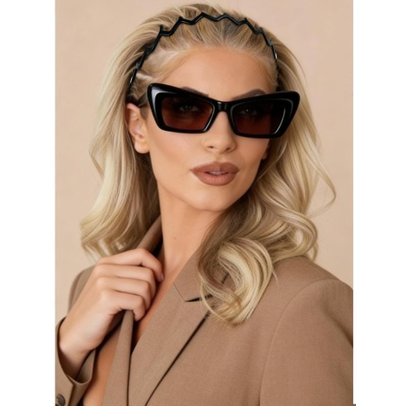 PcwBcn Zig Zag Headbands for Women, Plastic Wavy Hair Band with Teeth Comb Classic 90s Hair Accessories for Face Washing Skin Care Makeup Hair Holder Everyday Use Tortoise Brown Black Head Band