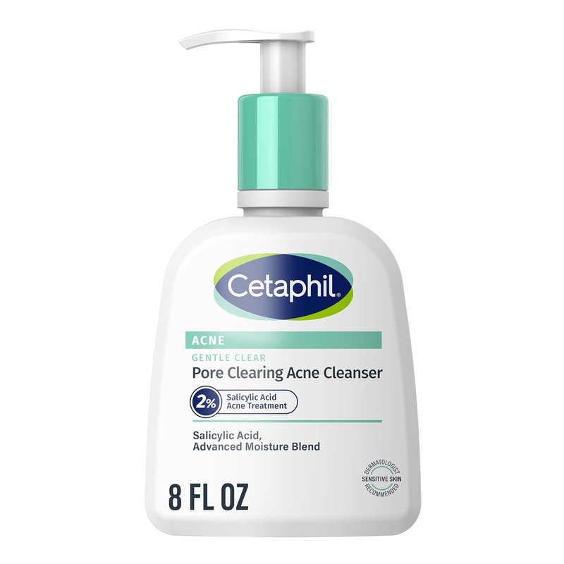 Cetaphil Gentle Clear Acne Cleanser - Foaming Gel for Sensitive Skin | 8 Fl Oz with 2% Salicylic Acid