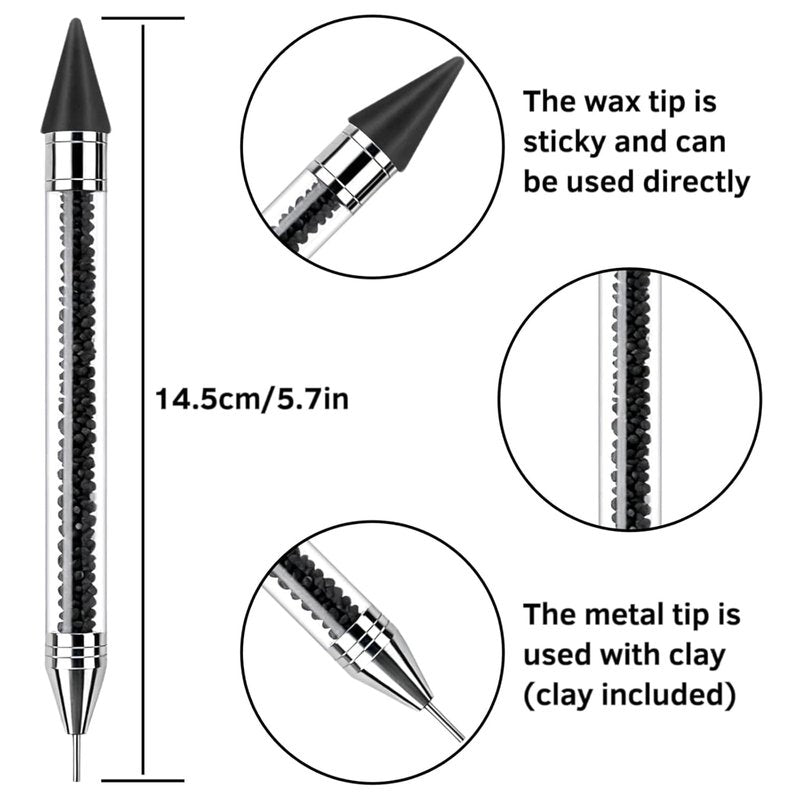 Rhinestone Picker Tool - Dotting Pen with 2 Wax Tips for Gem Application | Ideal for Nail Art & DIY Projects