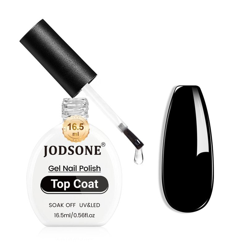 JODSONE Gel Top Coat - No Wipe Clear Finish for Long-Lasting Glossy Shine | 16.5ml Cured with UV Lamp