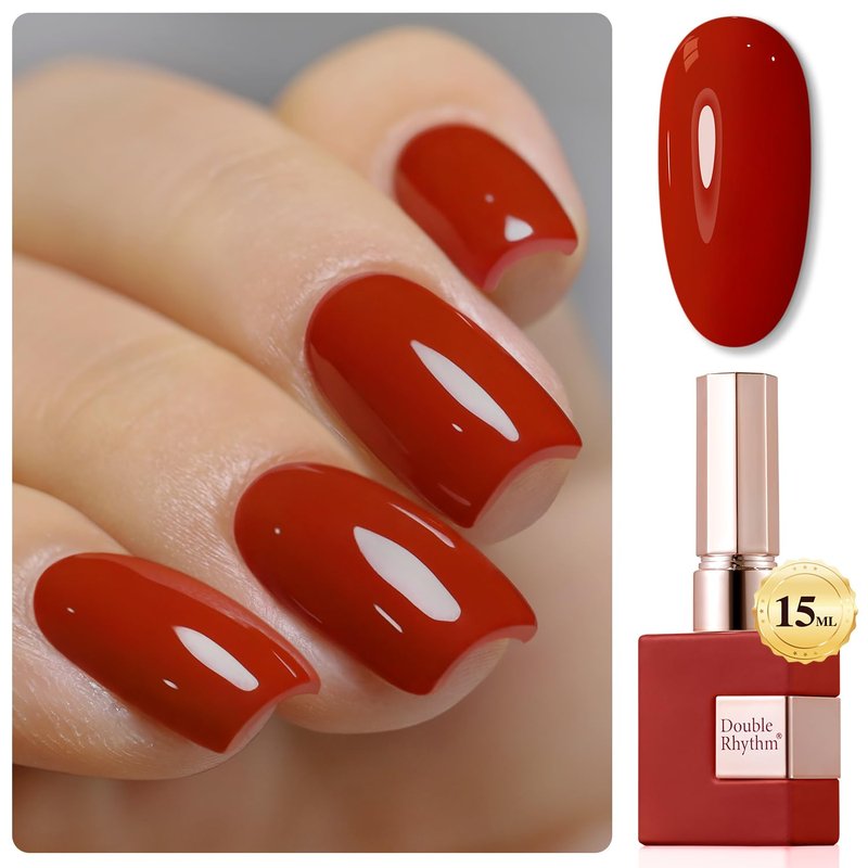 Gel Polish - Double Rhythm 15ML Iron Red | Sheer Finish for DIY Manicure at Home