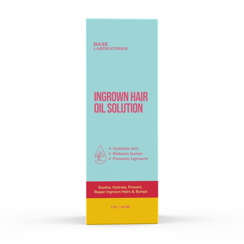 BASE LABORATORIES Ingrown Hair Treatment Oil - Soothing After Shave Solution for Bikini, Legs & Face - Tea Tree & Jojoba, 1oz (30ml)