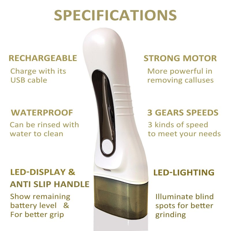 Electric Callus Remover for feet - FSA Eligible - Portable Rechargeable Electric Foot Files with 3 Heads - Pedicure Kit for Dry Dead Hard Cracked Skin