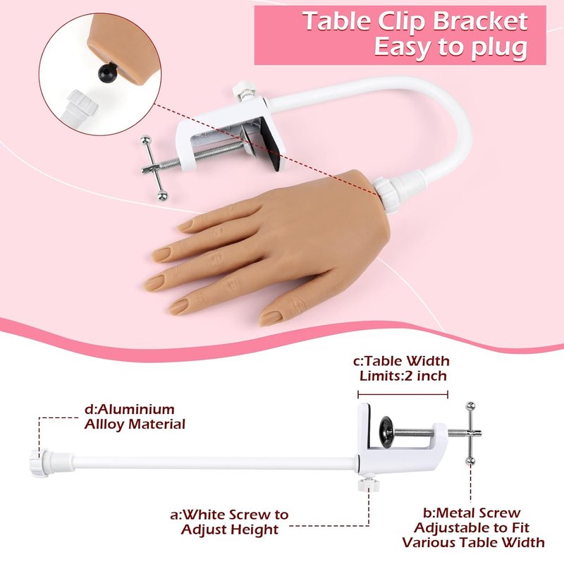 Acrylic Nail Practice Hand - Flexible Silicone Mannequin with Realistic Fingers | Ideal for Beginners