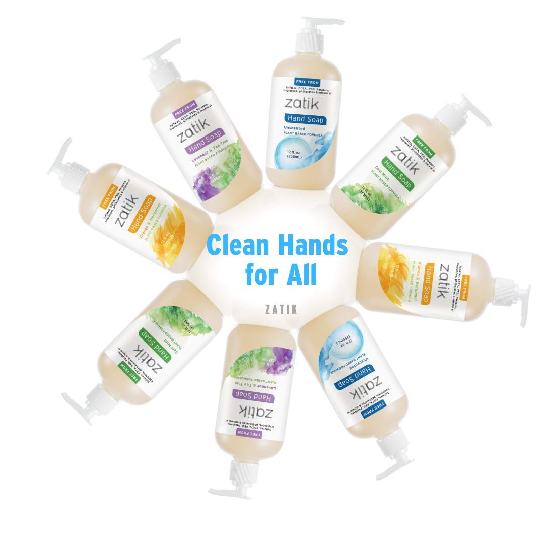 Zatik Naturals - Unscented Liquid Hand Soap | Moisturizing & Grey Water Safe, 12 fl oz (Pack of 6)