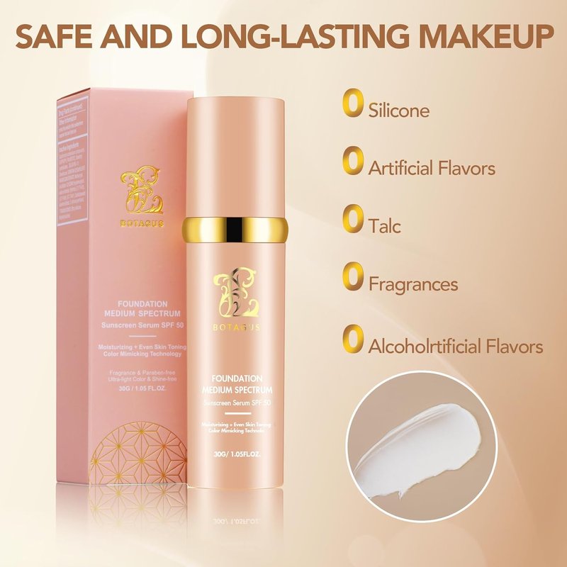 Match Cosmetics Foundation - 4-in-1 Medium Spectrum Liquid Makeup with SPF 50+ | Lightweight, Longwearing & Waterproof (2 Pack)