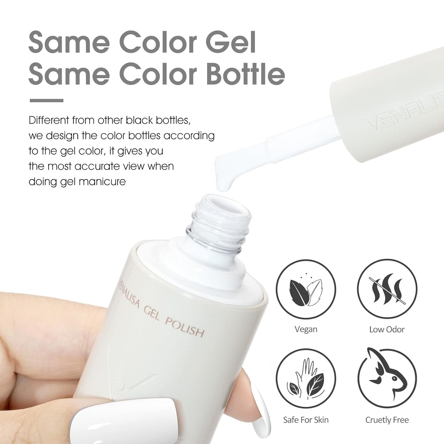 VENALISA White Gel Nail Polish - 10ML Soak Off UV Gel for Salon-Quality DIY Nail Art | Perfect for Women & Girls