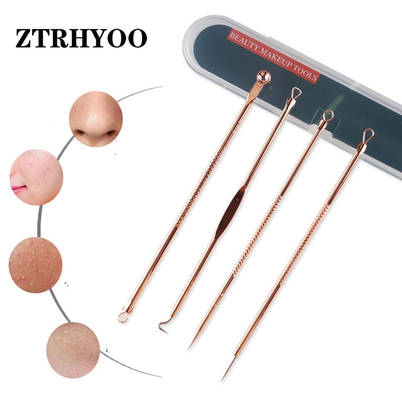 Blackhead Remover Tool - Comedone Extractor Kit for Acne Treatment | Blemish & Whitehead Removal with Case (Rose)