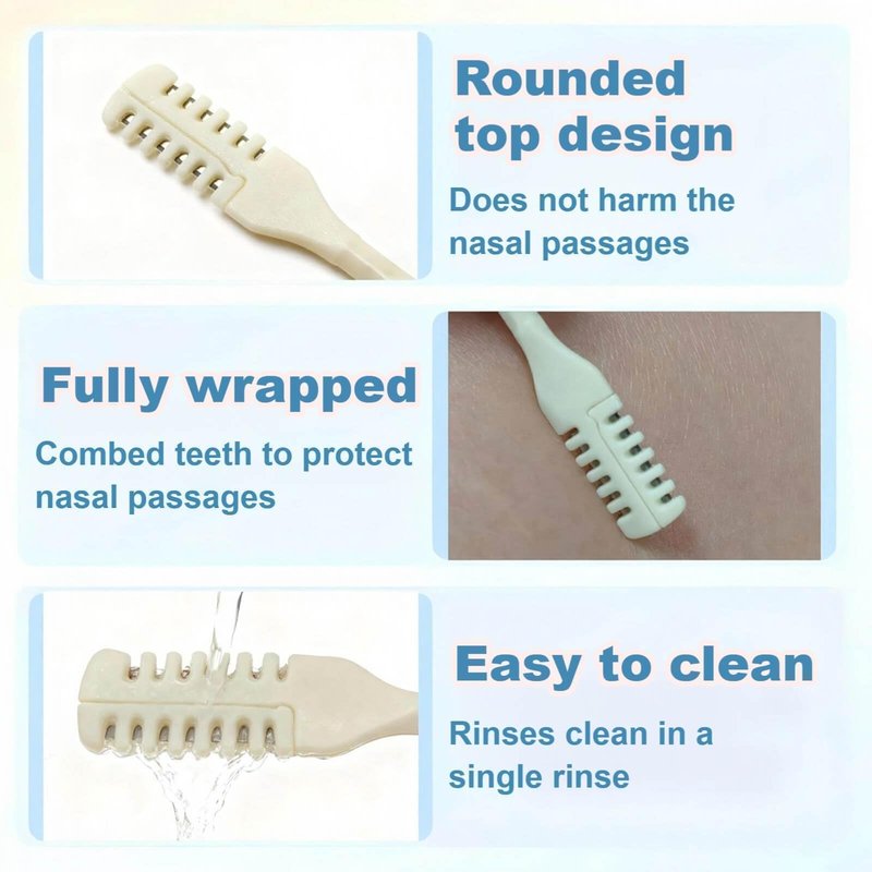 Bneajix 6PCS Nasal Hair Cutter for Women Men, 2026 Upgraded Portable 2-in-1 Nasal Hair Cutter Sticks, 360° Rotating Safe Painless Trimming, Double Sided Nose Knife with Protective Comb Teeth
