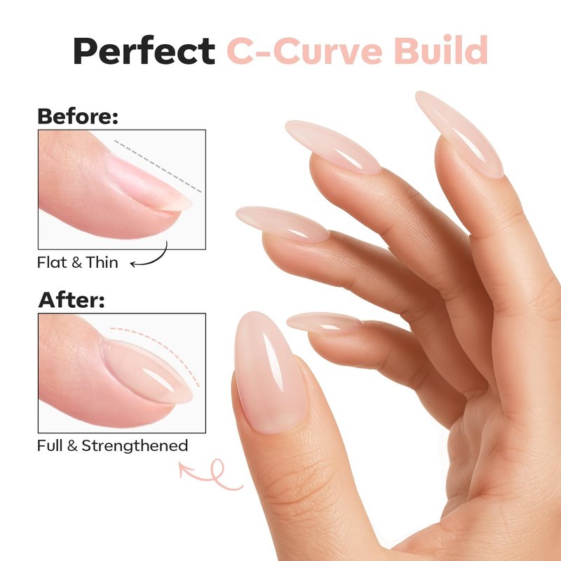 Nude Builder Nail Gel - No Wipe Ultra Gloss Jelly Polish | 15 ML Apex Strengthener for Long-Lasting Nail Art