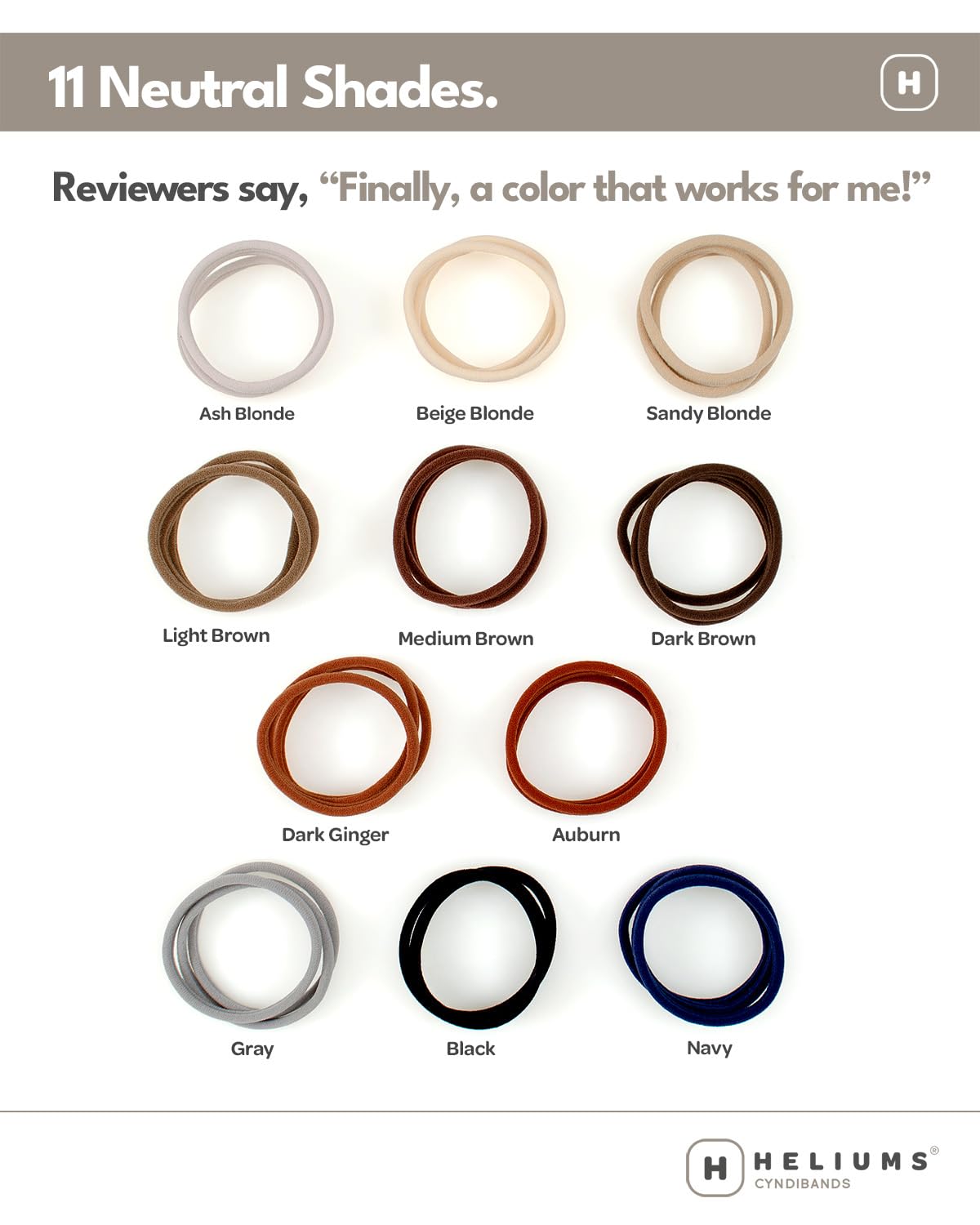Thin Seamless Hair Ties - No Damage Nylon Ponytail Holders | Ash Blonde, 6mm, Medium Hold, 18 Pack