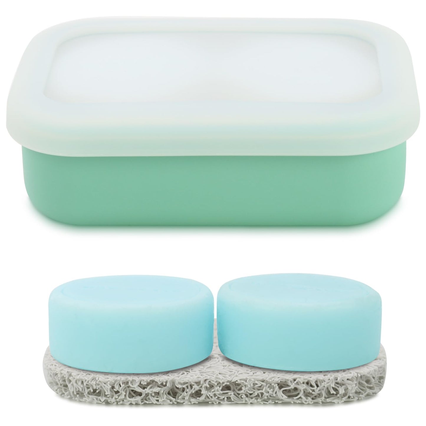 Leak Proof Travel Soap Case,Solid Shampoo Bar Holder, Silicone Soap Container with Draining Layer, Portable Bar Soap Holder for Bathroom, Camping, Gym, Easy to Clean (Green, Large)