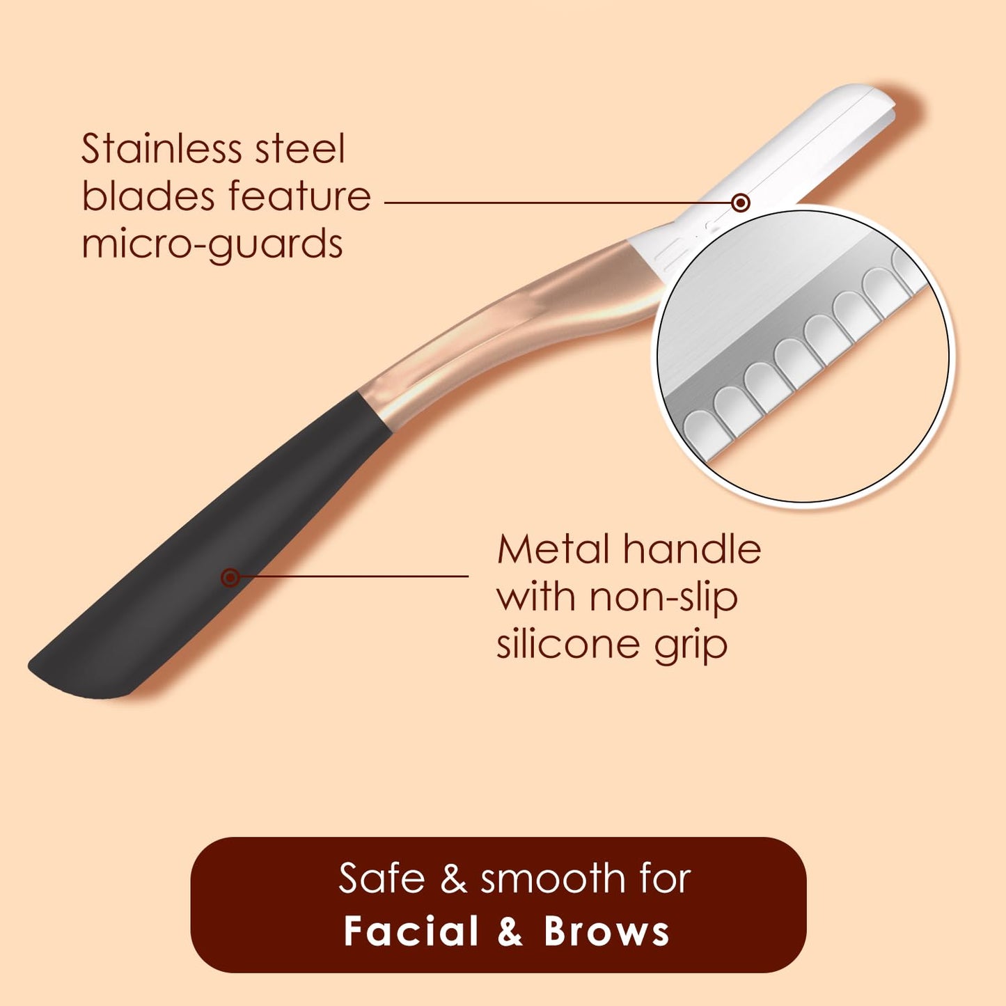 THURLADY Dermaplane Razor, Face Razors for Women, Refillable Metal Handle with Microblades for Face, Gently Facial Exfoliating & Peach Fuzz Removal & Eyebrow Shaping, Pack of 3