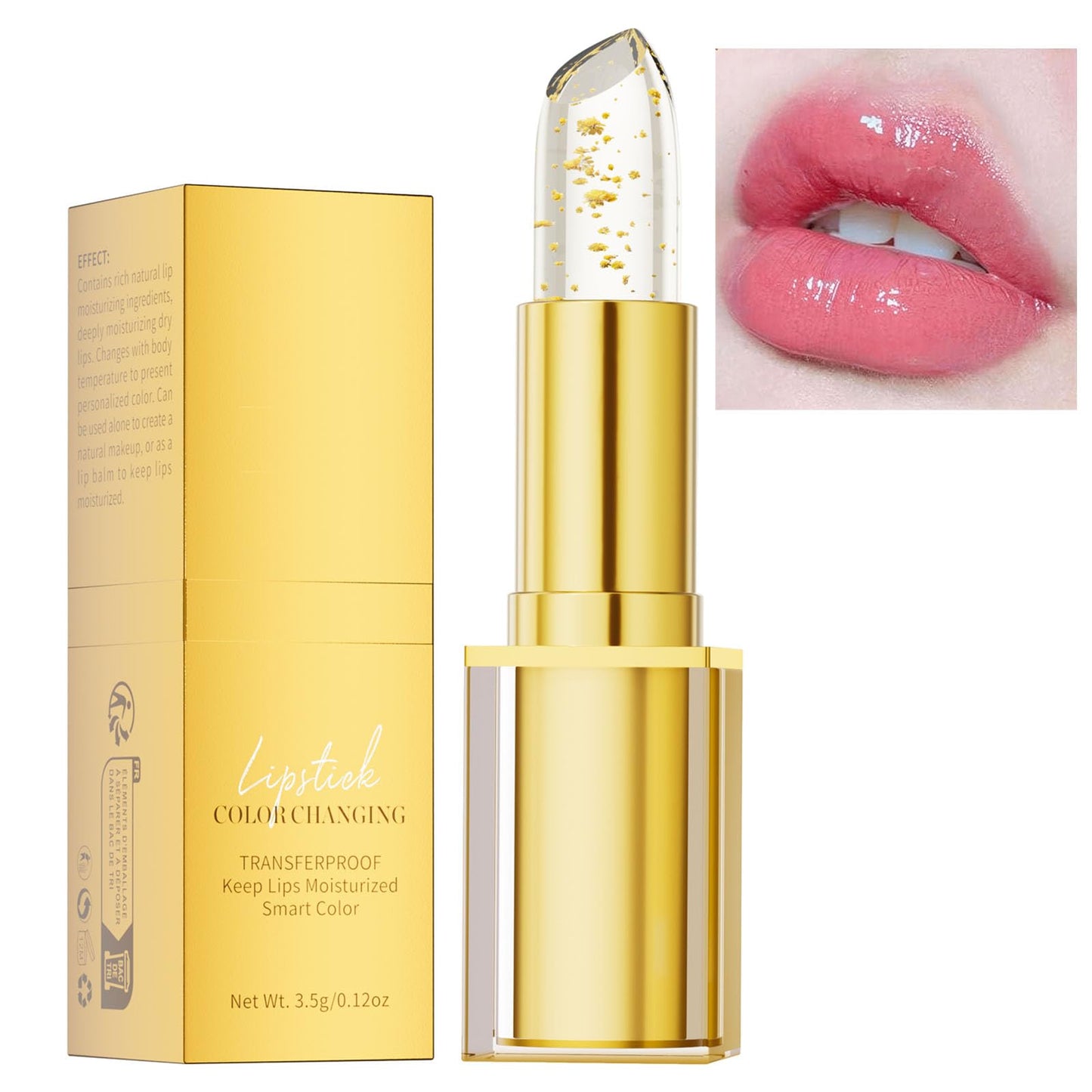 Wiyakwnry pH Adjusting Lipstick for Mature Women,Transfer-Proof Color Changing Lipstick,Clear Lip Stick That Changes Color Long-Lasting Moisturizing Lip Glow for All Skin Tones (Gold)