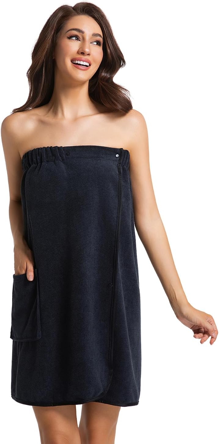 Women's Towel Wrap Bath Robe - Lightweight Spa Body Wrap with Adjustable Snap Closure | Perfect for Showers